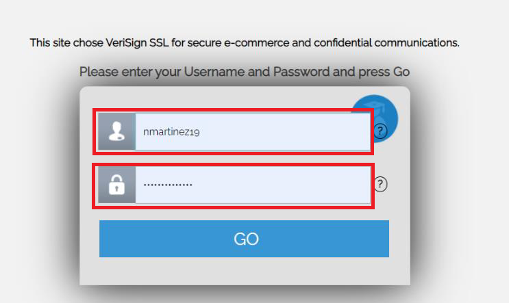 Screenshot of the printing funds sign in page. The username and password fields have red rectangles around them.