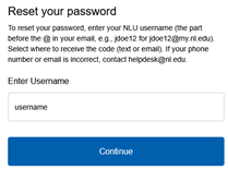 Screenshot of the password reset dialog