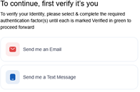 Screen shot of the verification code method selection dialog