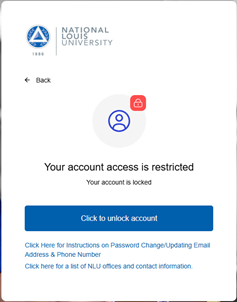 Screen shot of the sign in page for a locked account